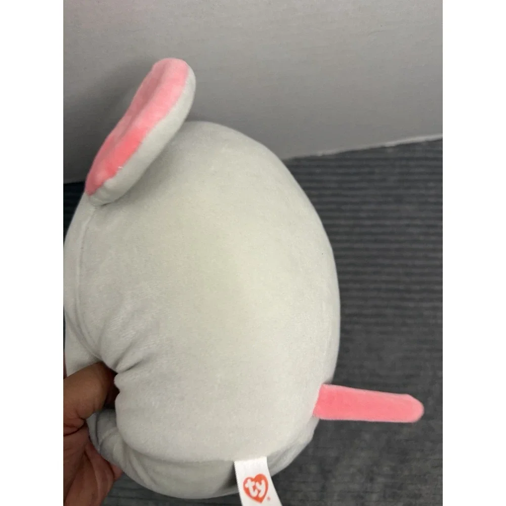 Ty Squishy Beanies Squish-A-Boo Catnip the Grey Mouse Large 9